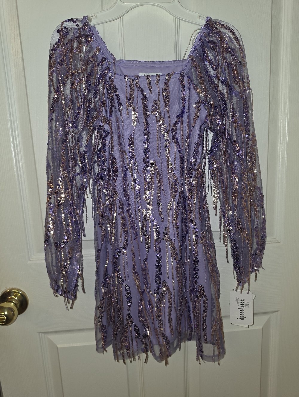 Speechless Kids Long Sleeve Fringe Sequin Dress Size 8